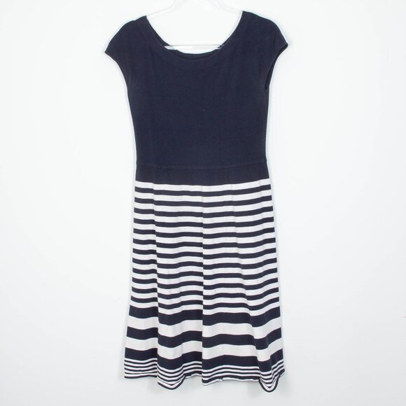 Boden Womens Harriet A-Line Striped Cap Sleeve Knit Midi Dress Size 8 Navy White - Picture 4 of 11